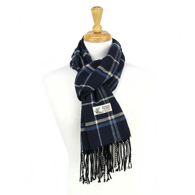 Plaid Cashmere Feel Scarf 12-pack Blue CM17-1