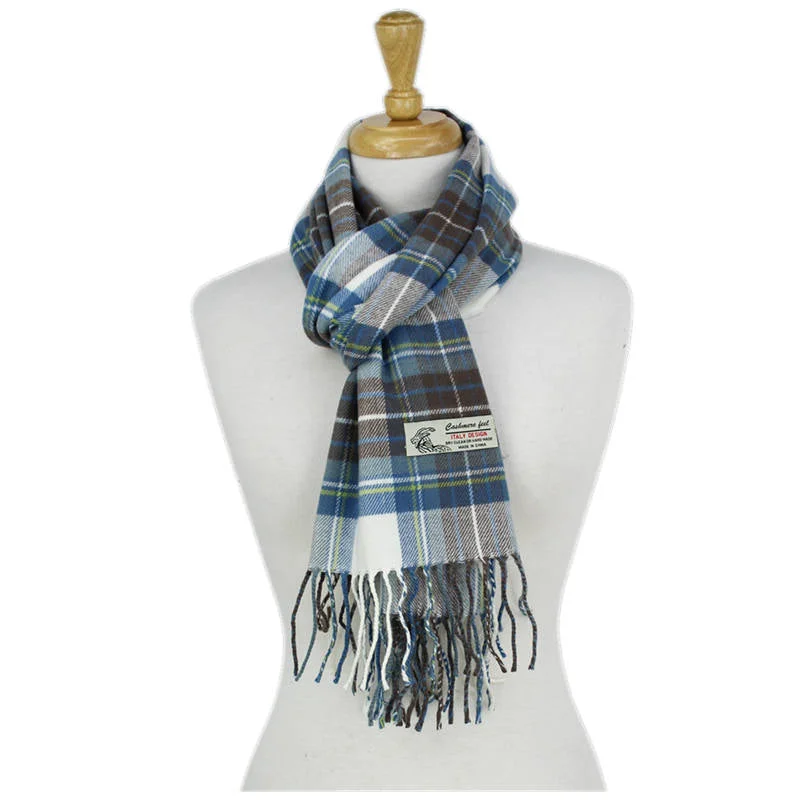 Plaid Cashmere Feel Scarf 12-pack Blue/wht/brn CM60