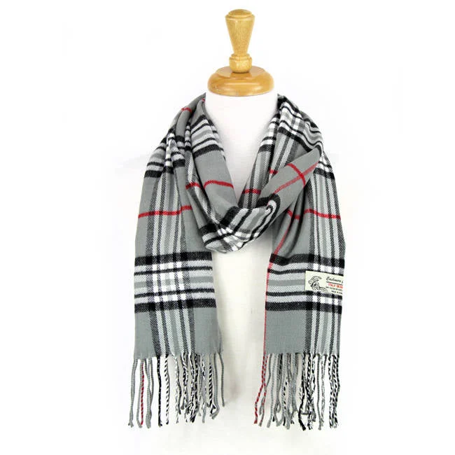 Plaid Cashmere Feel Scarf 12-pack Grey CM07-9