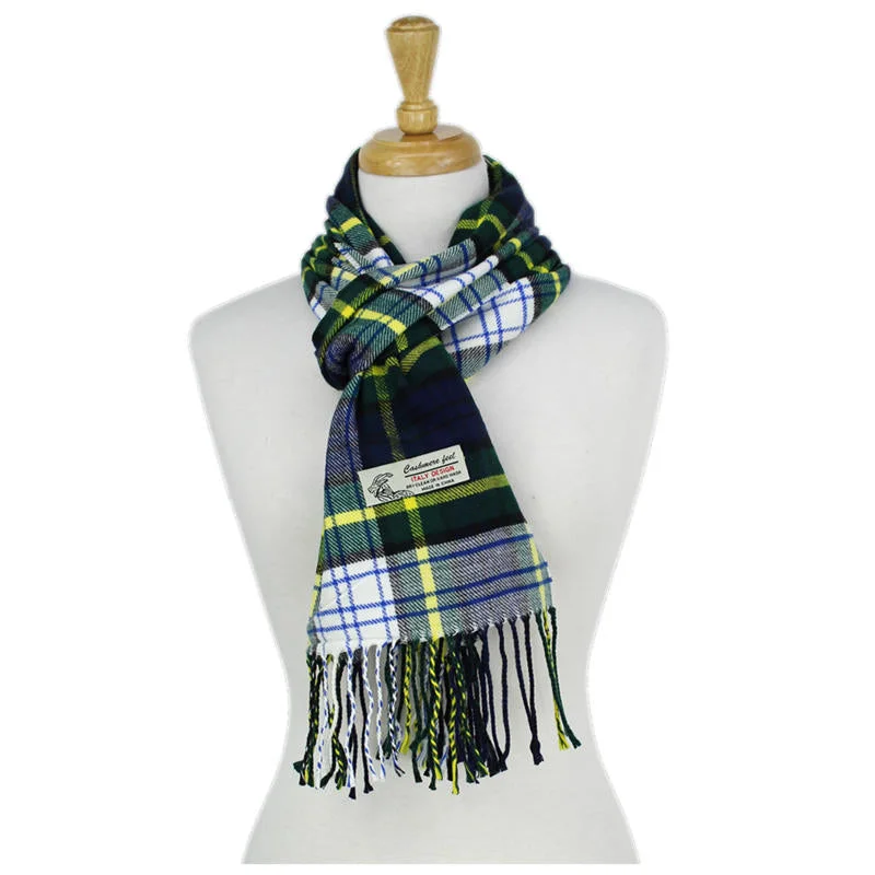 Plaid Cashmere Feel Scarf 12-pack Navy/grn/wht CM50