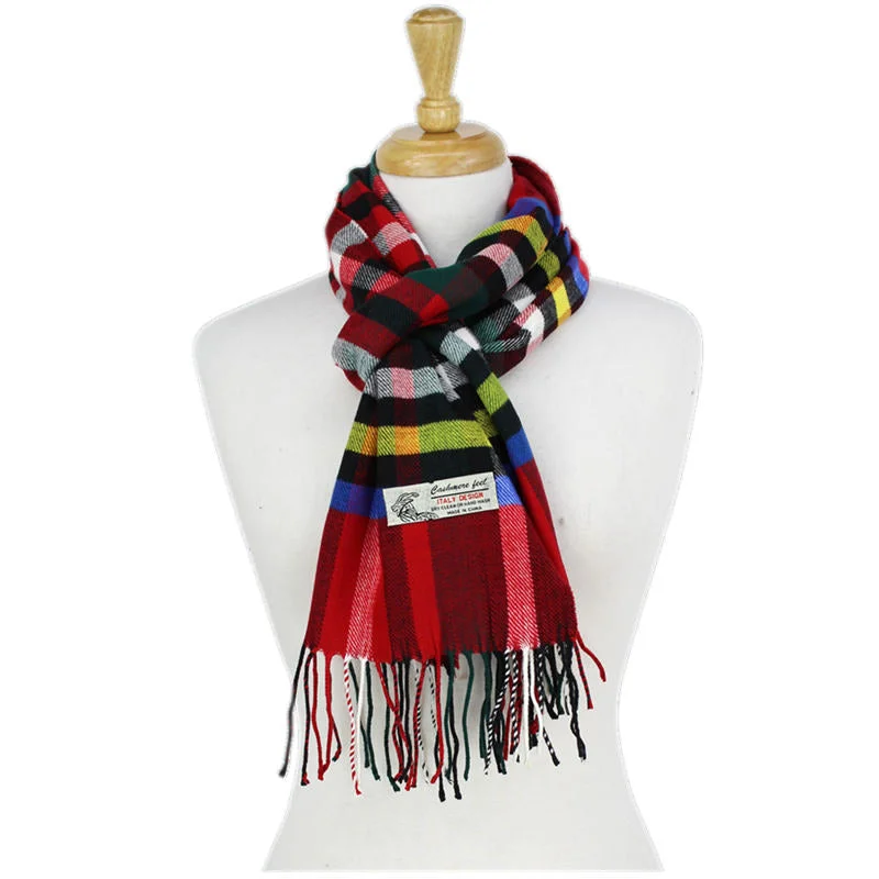 Plaid Cashmere Feel Scarf 12-pack Red/green CM57