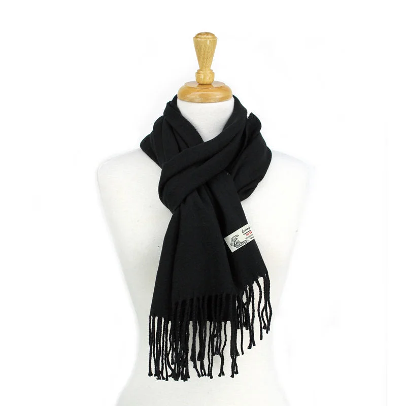 Solid Color Cashmere Feel Scarf 12-pack Black CM19-5