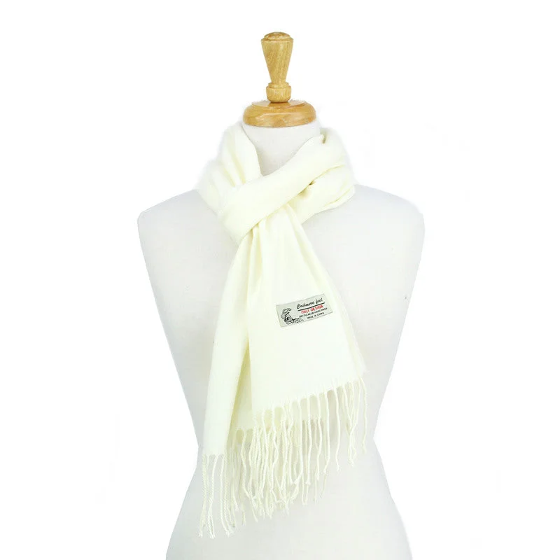 Solid Color Cashmere Feel Scarf 12-pack Off White CM19-11