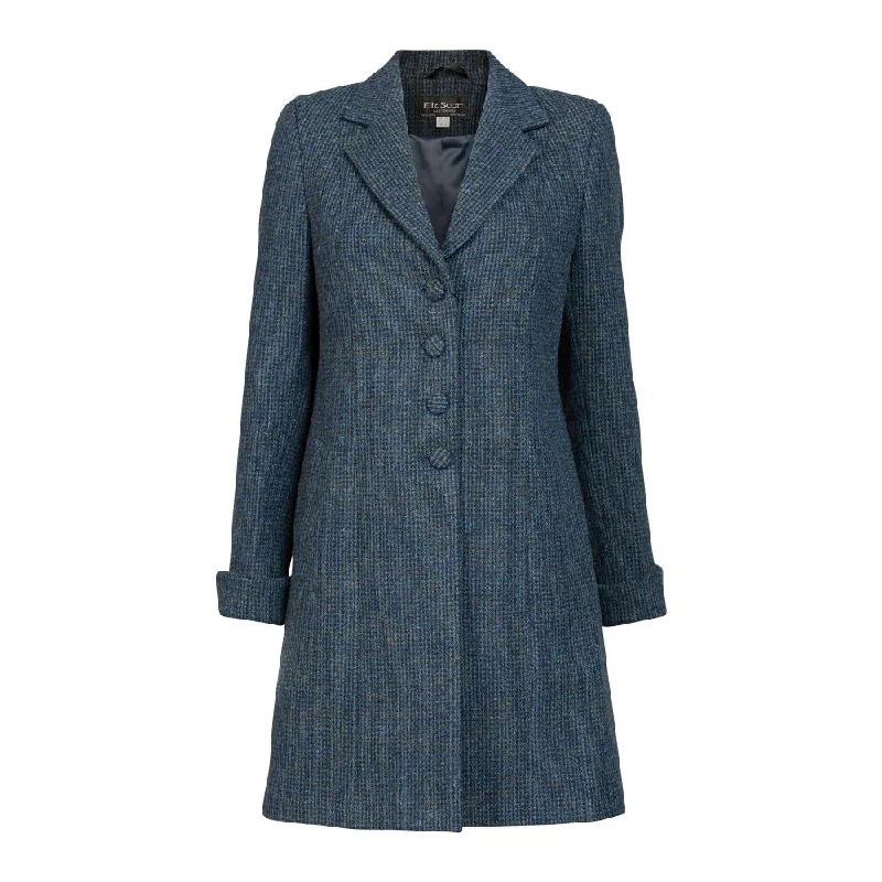 Women's Harris Tweed Coat - Tara - Navy/Green Mini-Check - CLEARANCE