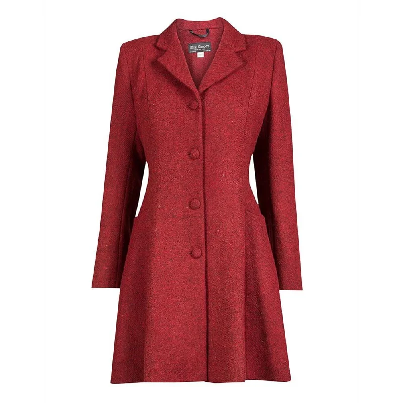 Women's Harris Tweed Coat - Zoe - Red - CLEARANCE