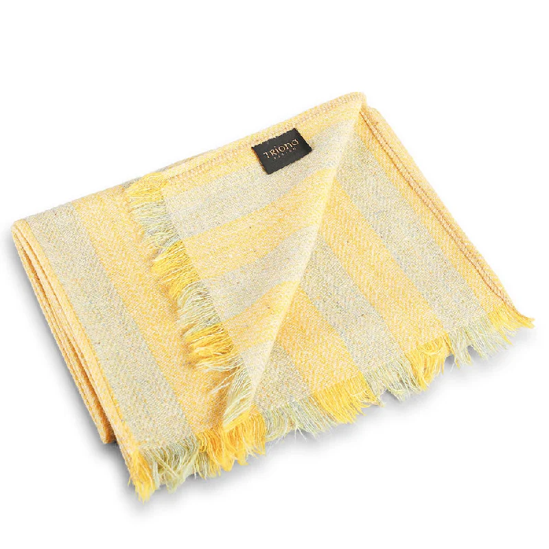 Yellow Green Stripe Donegal Tweed Scarf