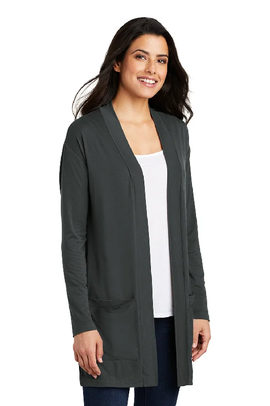 Port Authority Womens Concept Long Sleeve Cardigan Sweater w/ Pockets - Smoke Grey