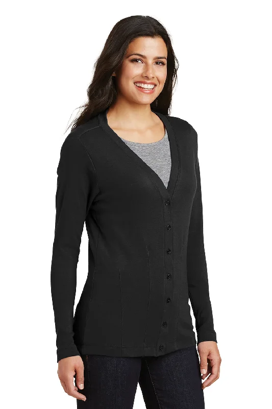 Port Authority Womens Long Sleeve Cardigan Sweater - Black