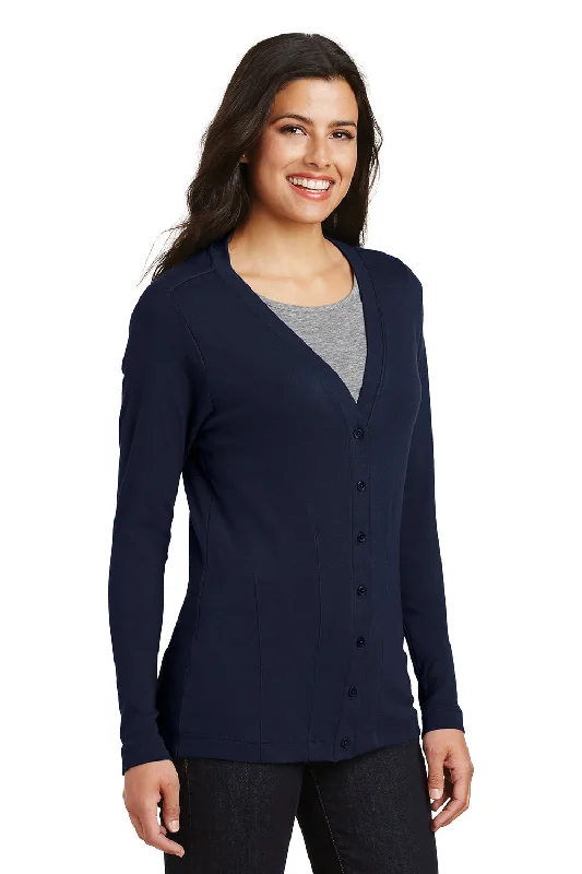 Port Authority Womens Long Sleeve Cardigan Sweater - True Navy Blue