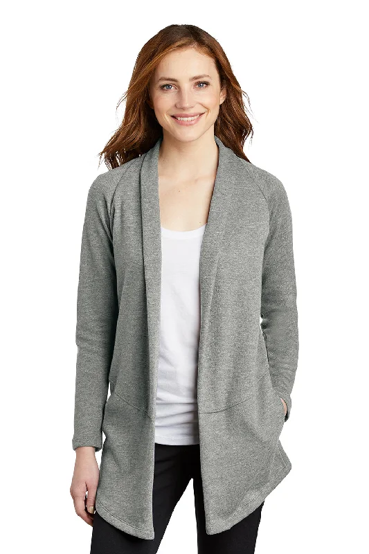 Port Authority Womens Long Sleeve Cardigan Sweater - Heather Medium Grey