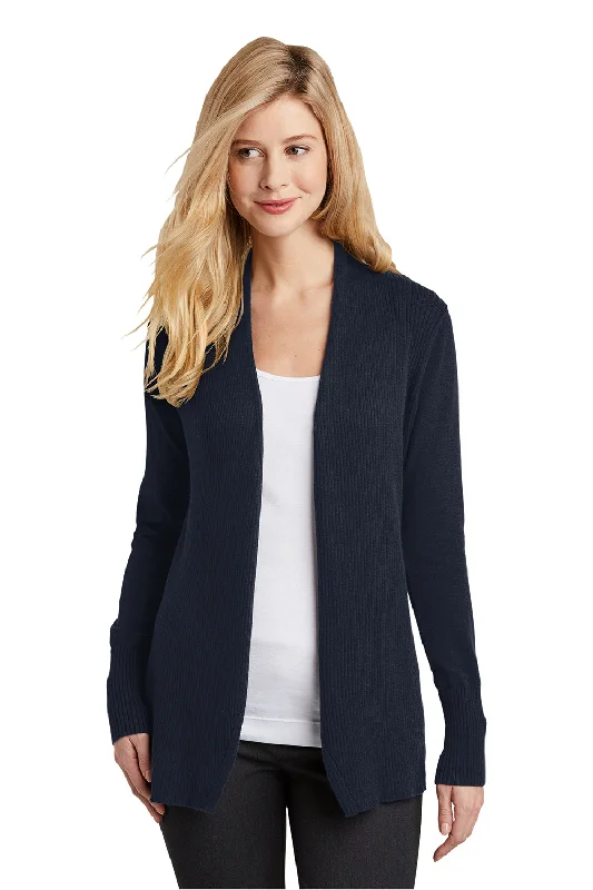 Port Authority Womens Long Sleeve Cardigan Sweater - Navy Blue