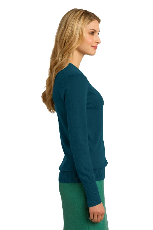 Port Authority Womens Long Sleeve V-Neck Sweater - Moroccan Blue