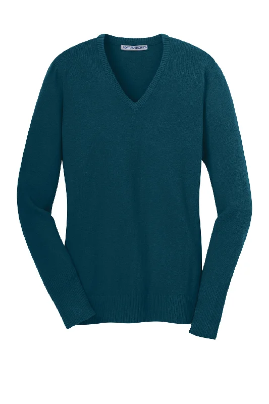 Port Authority Womens Long Sleeve V-Neck Sweater - Moroccan Blue