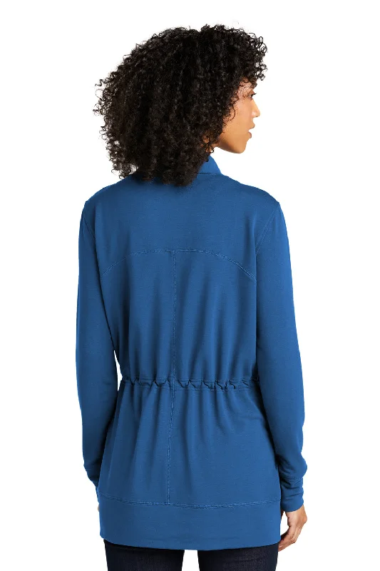 Port Authority Womens Microterry Snag Resistant Long Sleeve Cardigan Sweater - Aegean Blue