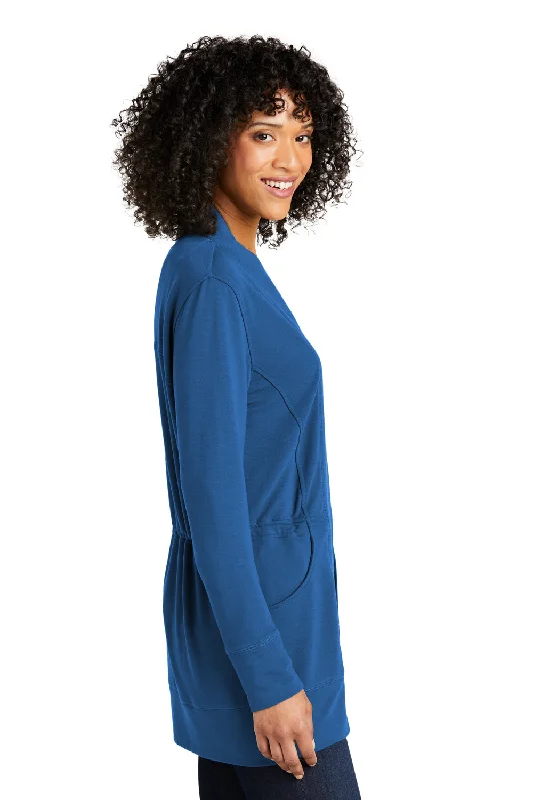 Port Authority Womens Microterry Snag Resistant Long Sleeve Cardigan Sweater - Aegean Blue