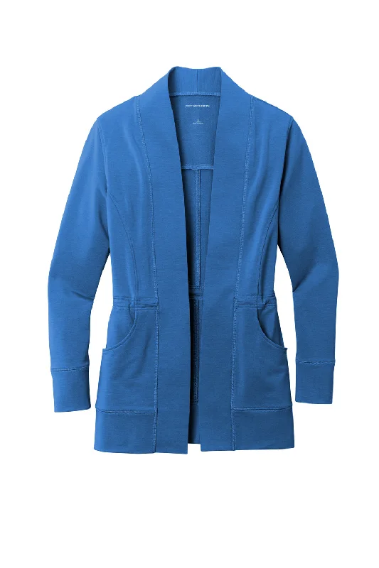 Port Authority Womens Microterry Snag Resistant Long Sleeve Cardigan Sweater - Aegean Blue