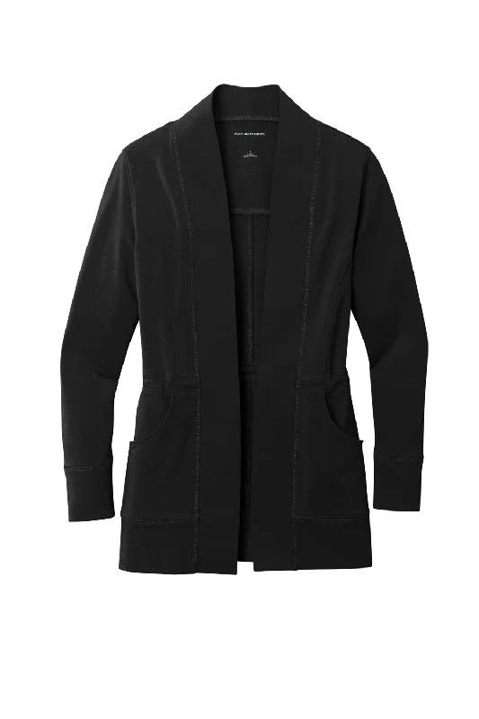 Port Authority Womens Microterry Snag Resistant Long Sleeve Cardigan Sweater - Deep Black