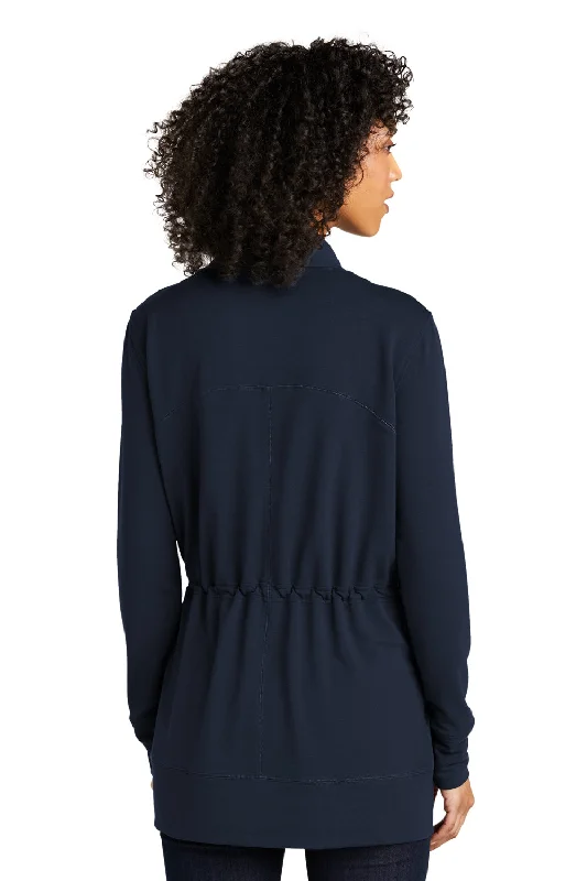 Port Authority Womens Microterry Snag Resistant Long Sleeve Cardigan Sweater - River Navy Blue